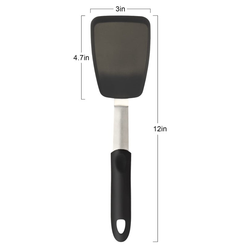 Mepple Flexible Silicone Spatula  Turner  Rubber Cookie Spatula for Flipping Eggs  Burgers  Crepes and Fish  Non-Stick & 600F Heat-Resistant  Essential Kitchen Cooking Utensils  Small - Image 3